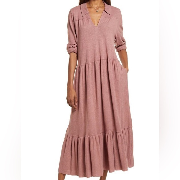 Free People Dresses & Skirts - Free People Moonlight Hemp Tiered Cotton Maxi Dress Long Sleeve GUC L